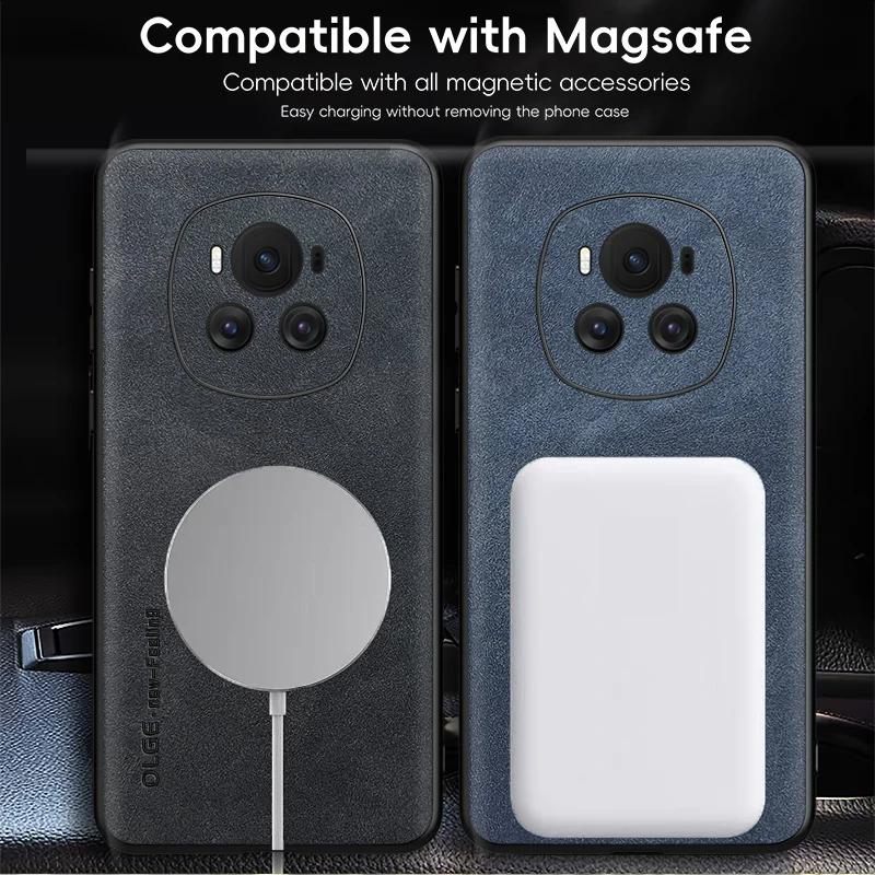 For Honor Magic 7 7 Pro 6 6 Pro Fine Hole Sheepskin Magnetic TPU Soft Edge Anti-Drop Anti Fingerprint Phone Case