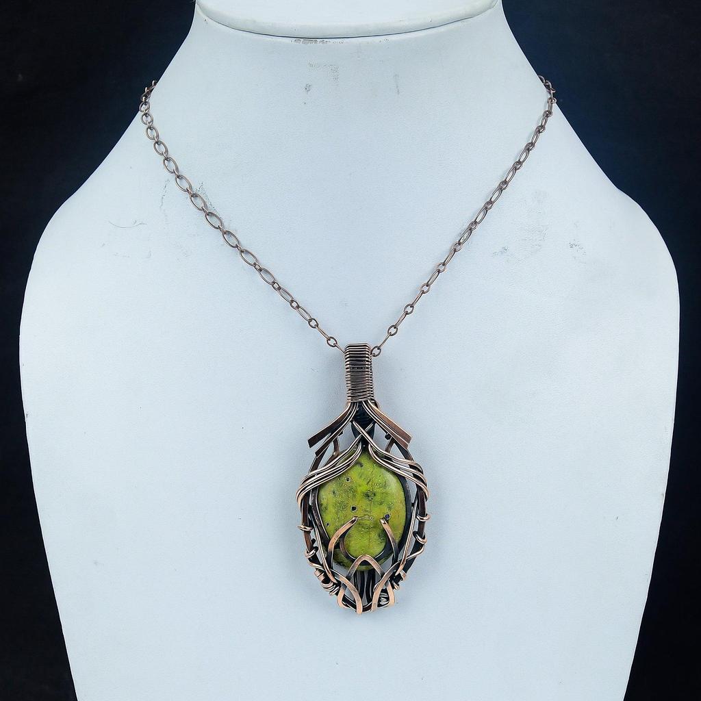 Stichtite Handmade Gemstone Pendant, 999 Copper Wire Wrapped Pendant Antique Jewelry, For Engagement Gift