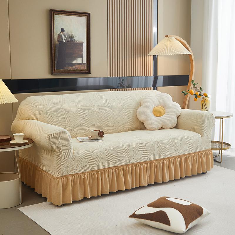 Supply High-Grade Skirt Hemming Sofa Cover Elastic All-Inclusive Four-Season Universal Sofa Protective Cover Solid Color