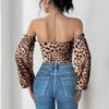 YYFS Damenmode Lässiger Leopardenmuster Frühling Herbst Langarm Bodys