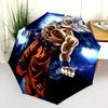 Personaggio dei cartoni animati pattern Goku, ombrello pieghevole automatico, design portatile e pieghevole, 8 stecche, un regalo di Natale o di compleanno.