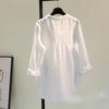 Color Disc Button Shirt White Pullover Shirt Female Spring and Summer Shirt Korean Loose Casual Shirt Top