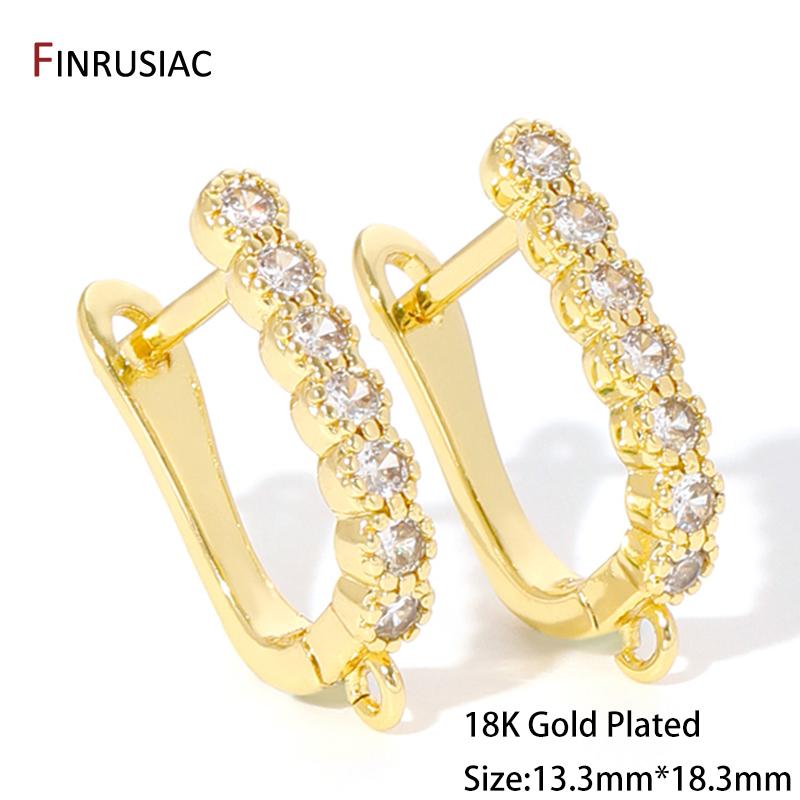

DIY Schwenzy Findings Supplies 18K Gold Plated Brass Zircon Basic Ear Wire Earring Hooks For Women Earrings Making Accessories 1 pair