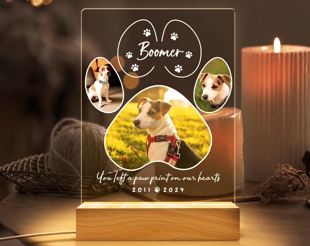 Personalized Acrylic Pet Portrait Luminary Glowing Ornament Customizable with Pet Picture Word Gift for Pet Parents Enthusiasts