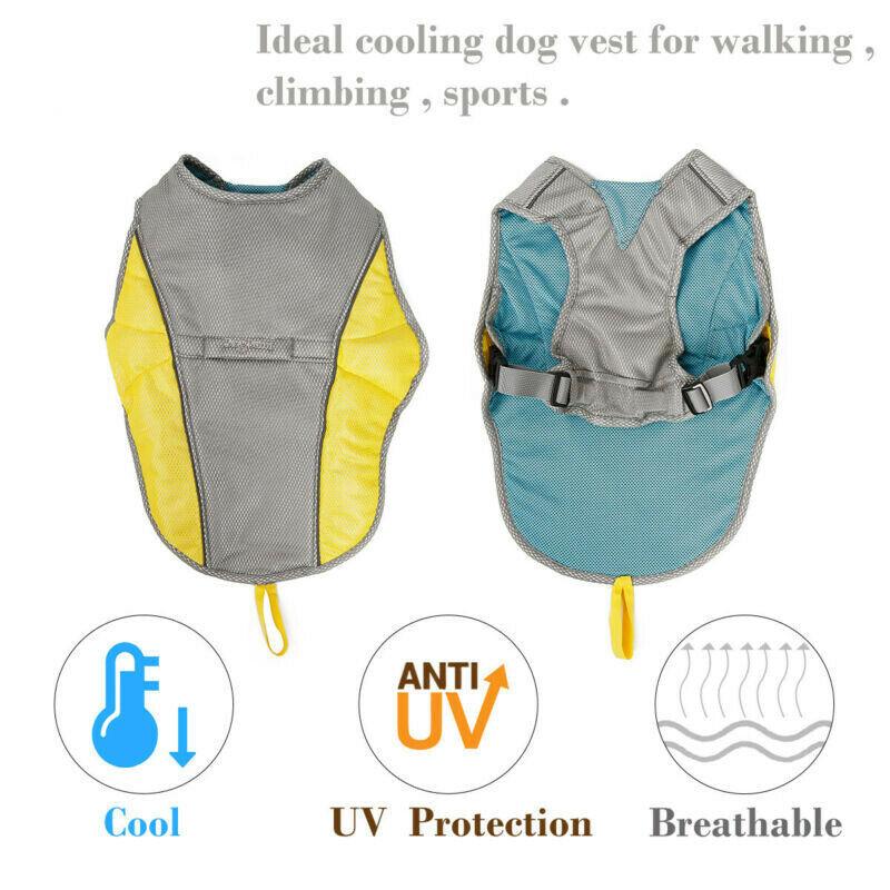 Summer Dog Cooling Vest Harness Cooler Jacket Breathable Adjustable Reflective