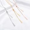 Adjustable Pull Stainless Steel Sweater Box Chain Y Lariat Necklace for Women Girl Geometric Triangle Pendant Clavicle Choker