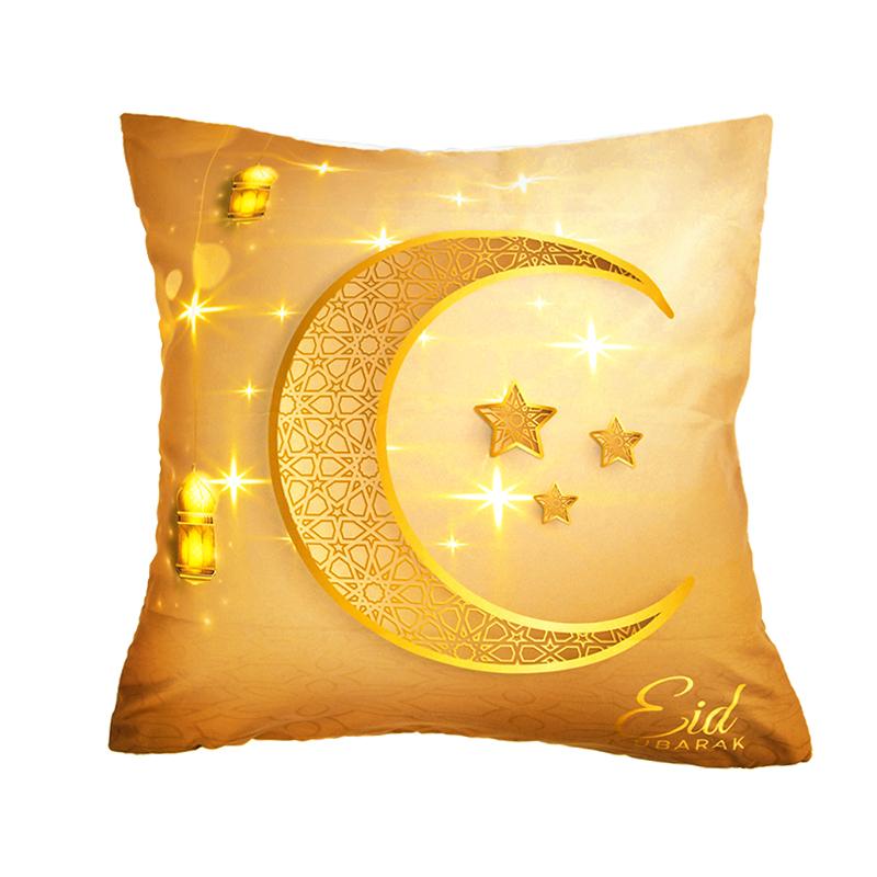 Home Decor Ramadan-themed Moon & Lantern Printed Pillowcases Pattern Cushion Cover Suitable for Sofa Bedroom Car Pillow Cover