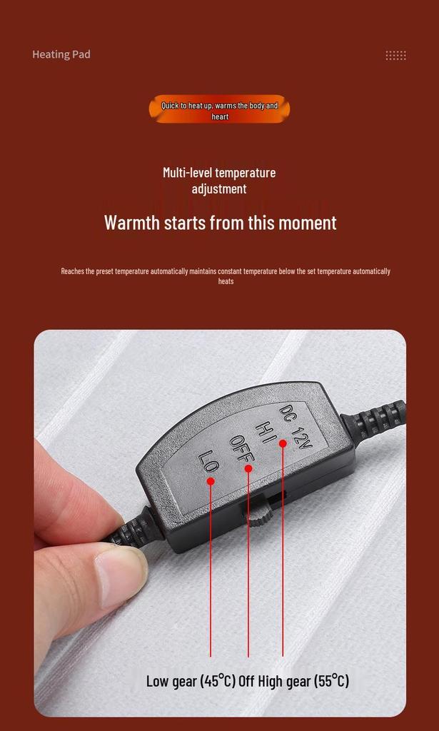 Car Heated Seat Cover with Backrest, 12V/24V for Sedans, Trucks, and Minivans.