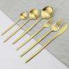 30Pcs Matte Gold Cutlery Set Stainless Steel Dinnerware Knife Dessert Fork Spoon Dinner Silverware Kitchen Party Tableware Set