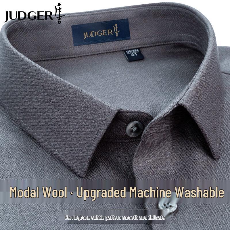 

Zhuangji Men s Wool Modal Easy-Care Long-Sleeve Shirt 180/100A
