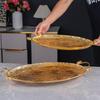 European Fruit Tray, Household Metal Hollowed-out Shape Exquisite Handle Cake Plate,Gold Snack Plate Wedding Decoration,20inch