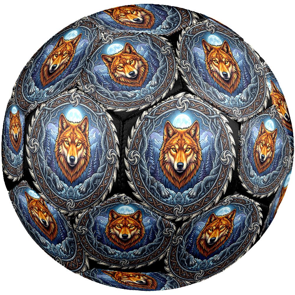 Wolf Moon Forest Crest Round Football Size 5 Adult Ball Suitable for Training Matches and Outdoor Team.