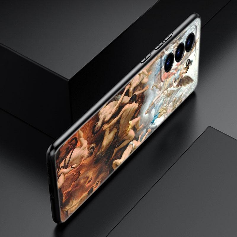 Pouzdro na telefon s renesanční uměleckou malbou pro Samsung Galaxy S22 Pro S21 S20 Ultra FE S10 Lite 5G S10E S9 S8 Plus Měkký TPU Černý kryt