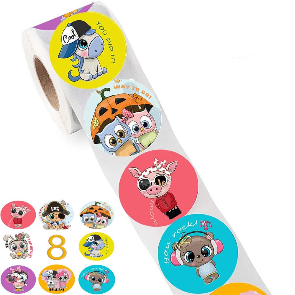 50-500PCS Cartoon Reward Sticker 8 Style Pattern Toys Label School Teacher Reward Stickers Animals Cartoon Scrapbook Decoration