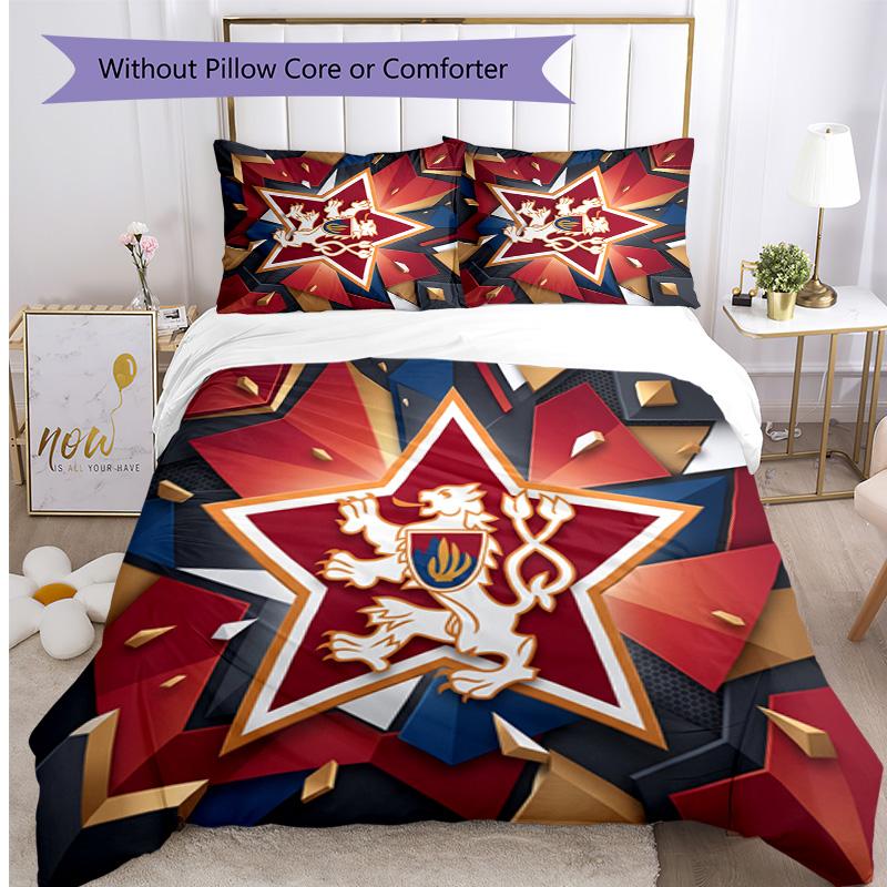 Czech Republi Football Printed Bedding 3 Piece Set Cozy Breathable Bed Cover Set As Housewarming Holiday Gift