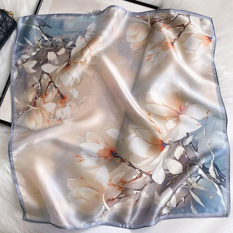 100% Pure Silk Scarf Women Neck Square Headband Scarves Bandana  Fashion Hijab Poncho Scarves Pashmina  Female Foulard 53cm