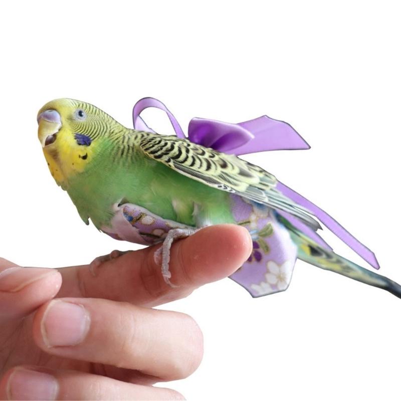 Reusable Pet Bird Diaper with Bowknot Comfort for Cockatiel Parrots Bird Nappy Flying Suit Pineapple Print