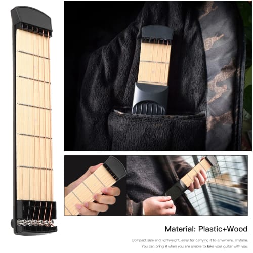 6-String Pocket Guitar Left-Handed - Compact Practice Guitar, Lightweight Design Perfect for Beginners, Traveling Musicians and Performers.