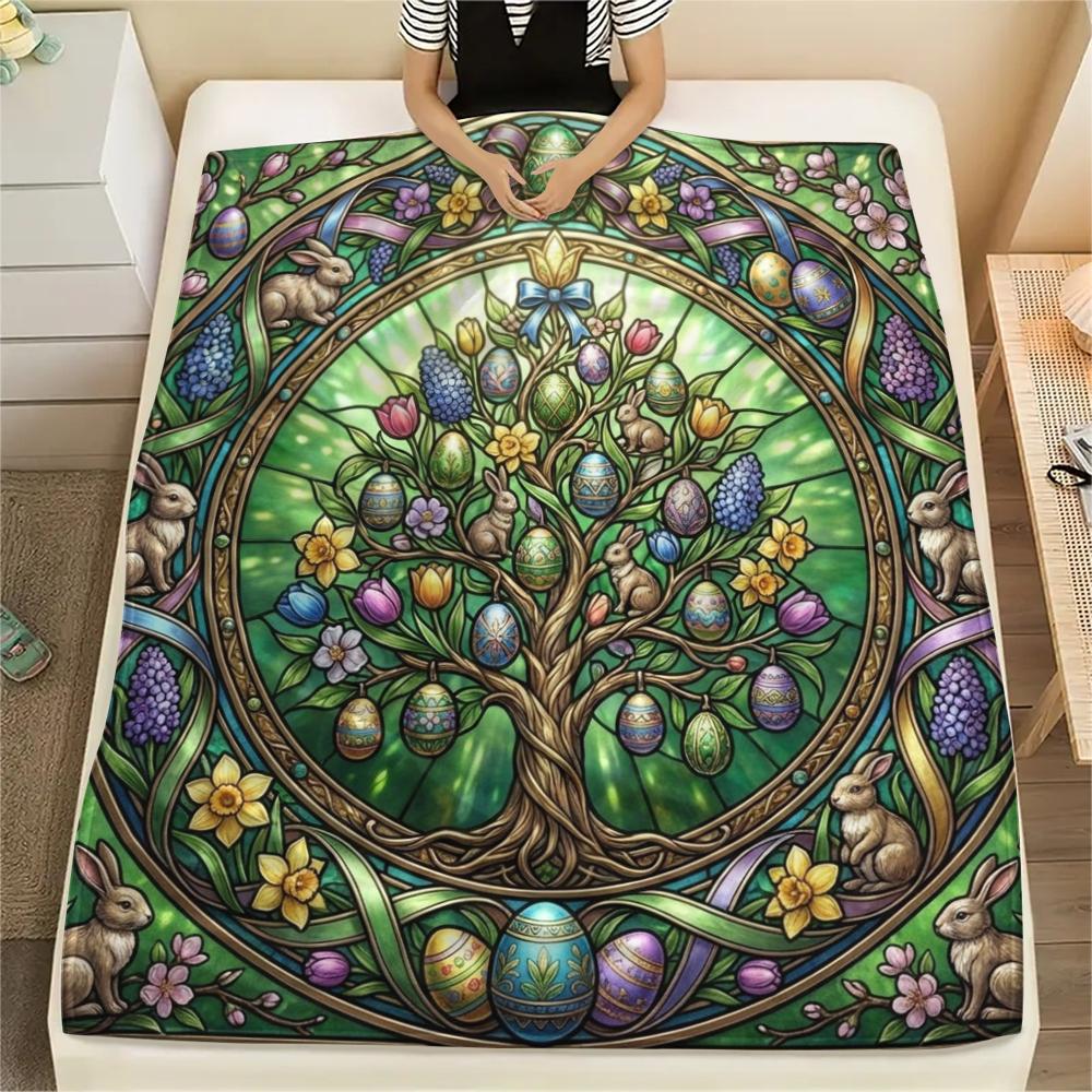

1Pc Easter Print Flannel Blanket, High quality Comfortable for All Seasons, Home Decor, Warmth and Comfort, Perfect for Christmas Gifts W4 80cm x 120cm