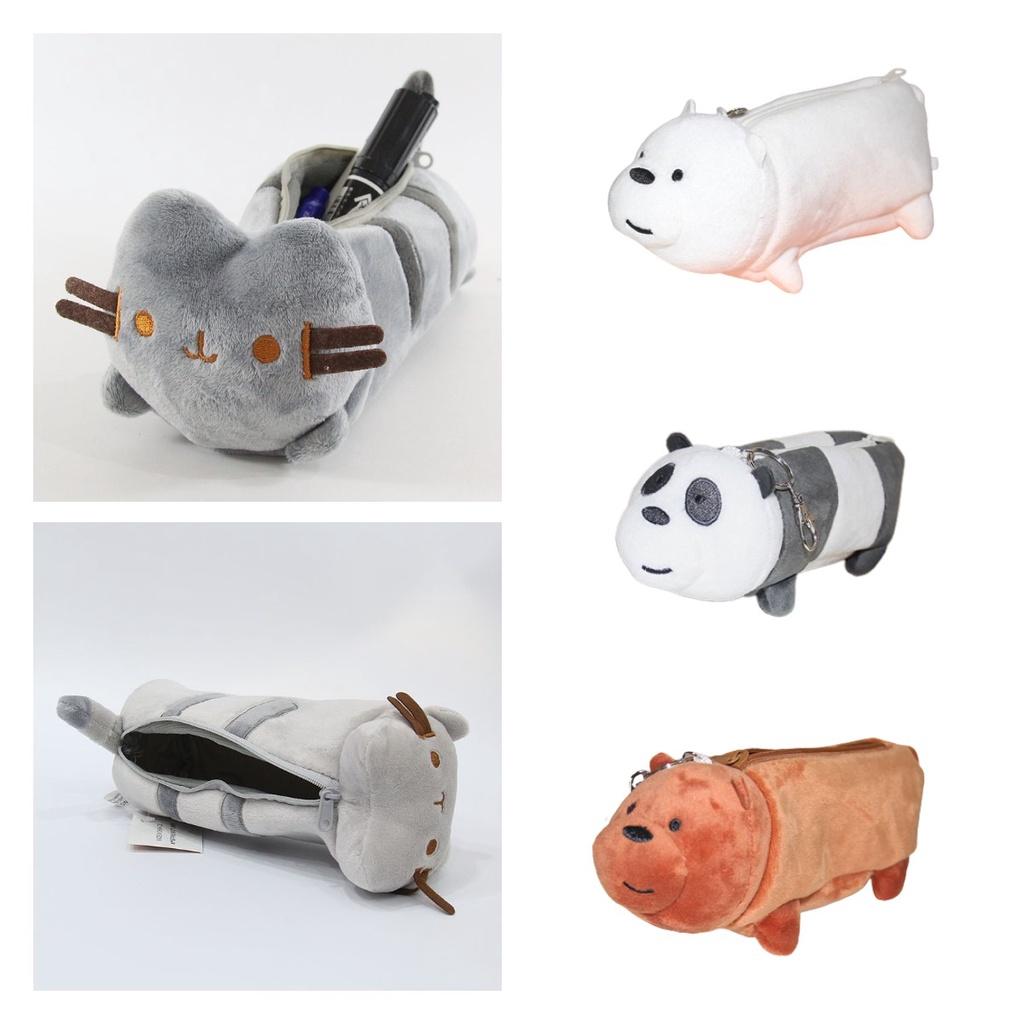 Cat Plush Pencil Case Bear Patterned Stationery Storage Bag Student Gift Present