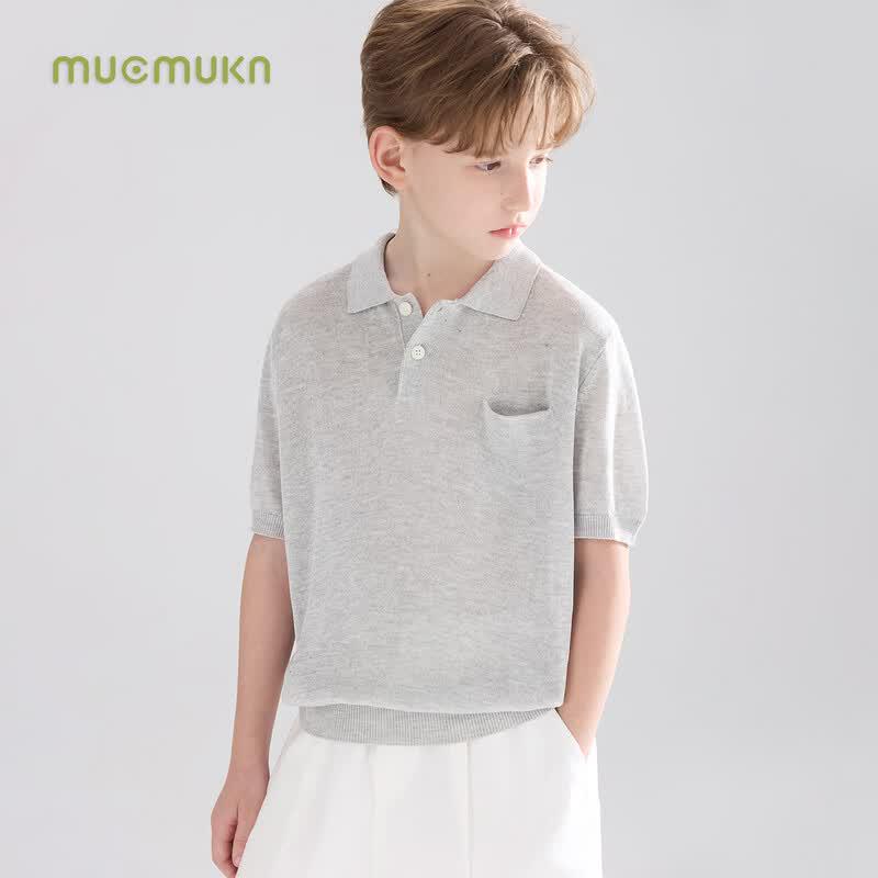 Mucmukn Kids' Cooling Ice Silk Knit Polo Shirt