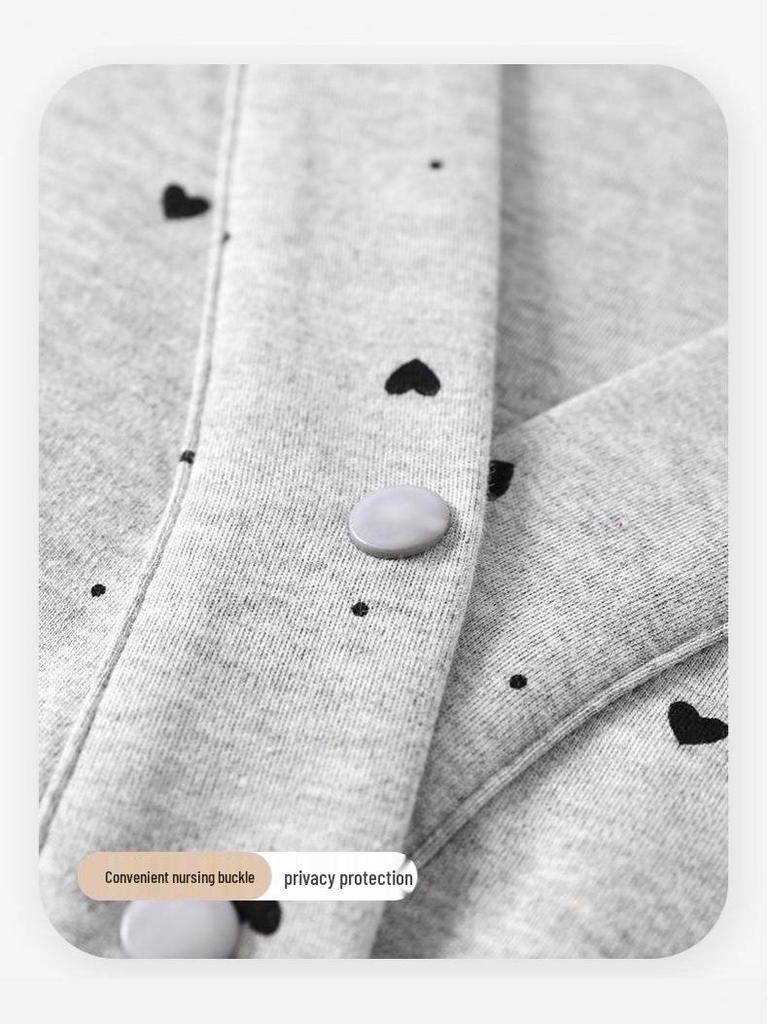 Umstandspyjama in Übergröße mit Brustpolstern für Frühling und Herbst - Stillbekleidung für schwangere und postpartale Frauen