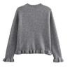 Sweater Cardigans Ruffle Long Sleeve Knitted Cardigan For Women Autumn Bolero Knitwears Button-Down Bluey Gray Cardigan