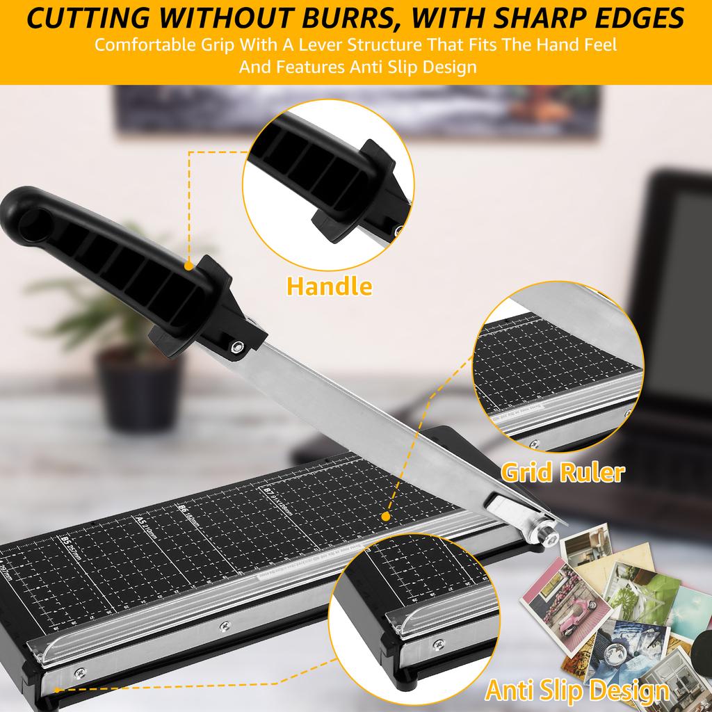 Paper Cutter 12 Inch Paper Trimmer 8 Sheets Crafting Scrapbooking Supplies for A4 Vinyl Photo Cardstock with Security Blade