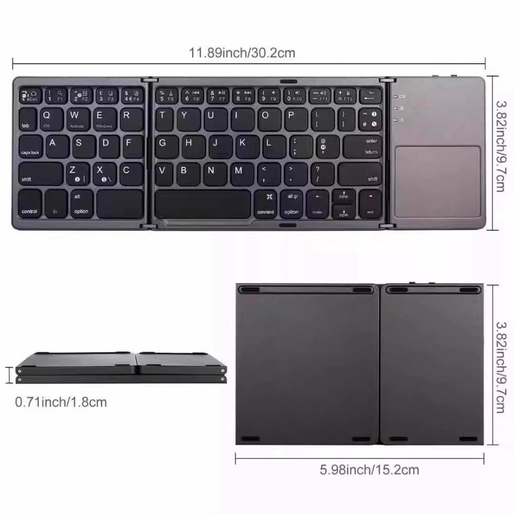 Bluetooth Keyboard Triple Folding Keyboard Is Suitable for iPad, Business Office Mini Mobile Phone Tablet Keyboard, Suitable for All Systems