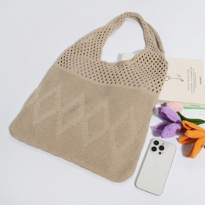Vintage Hollow Woven Underarm Shoulder Bag Knitted Handbag for Women Large Capacity Shopper Totes Ladies Beach Travel Bag