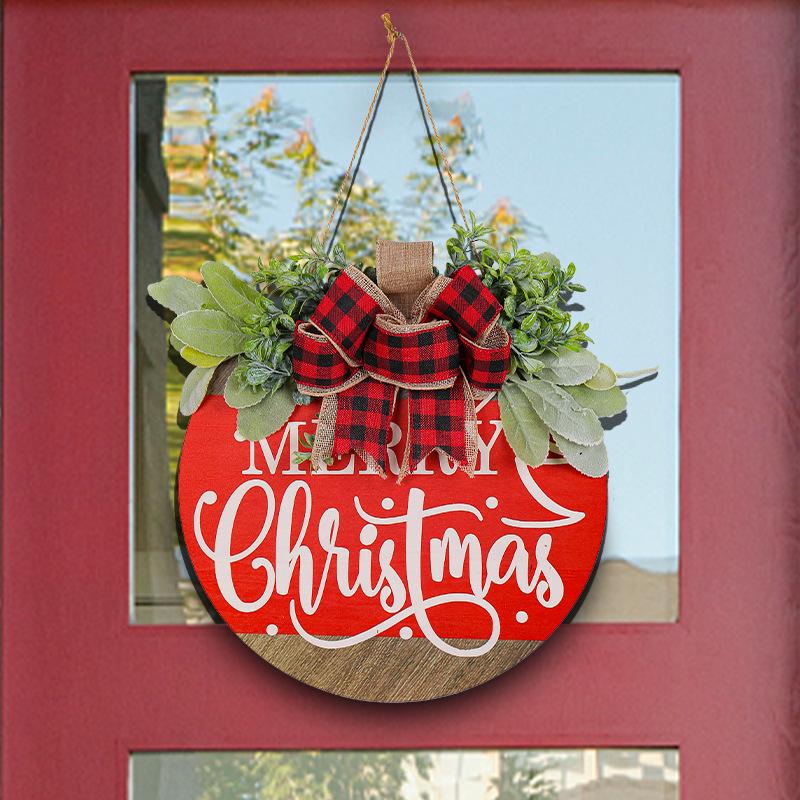 Merry Christmas Wooden Wreath Door Hanger and Window Decorations