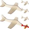 Khaki Wooden Airplane Model for Decor DIY Blank Painting Plane Toy Gift 6Pcs
