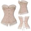 Women Lace Up Corsets Bustiers Overbust Waist Trainer Embroidery Tummy Slimming Boned Corset Burlesque Shaper