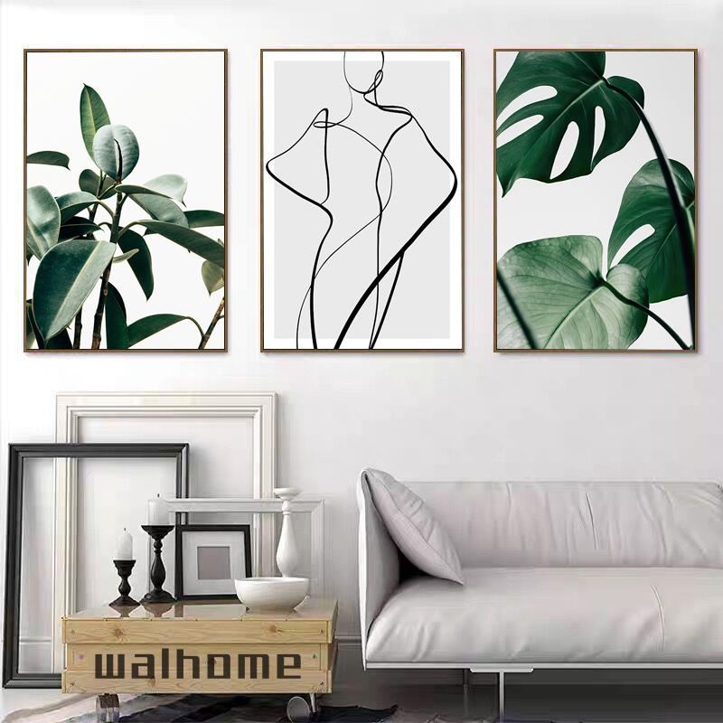 Monstera Leaf Green Plant Poster Animal Lion Leopard Horse Photos Nordic Decorative Paintings Canvas Wall Art Picture Home Decor