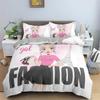 Cartoon Girls Duvet Cover Cute Lipstick Fashion Theme for Women Gifts for Bedroom Decorations with Pillowcase Queen King Size
