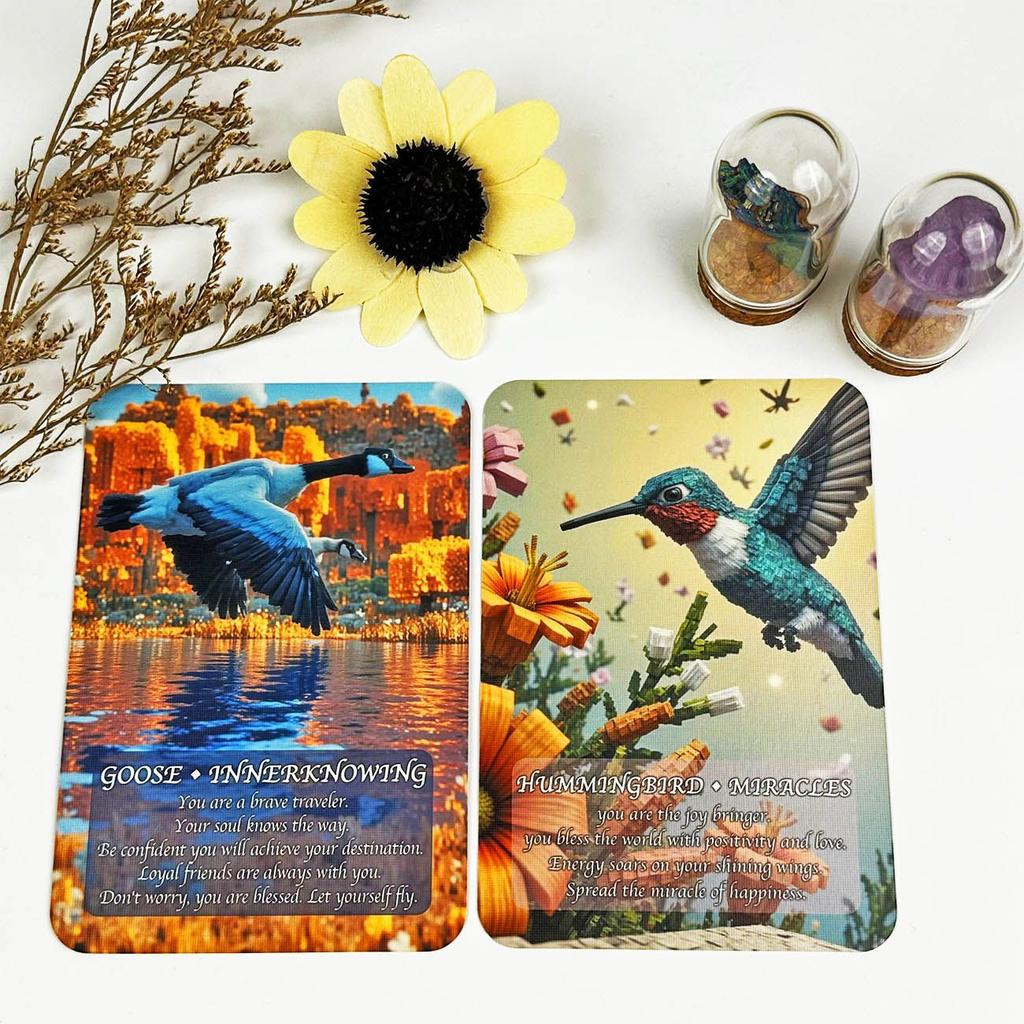 Spirit of The Animals Oracle Deck 9*13cm - 52 Voxel Art Wisdom Cards - Unique Animal Spirit Guide