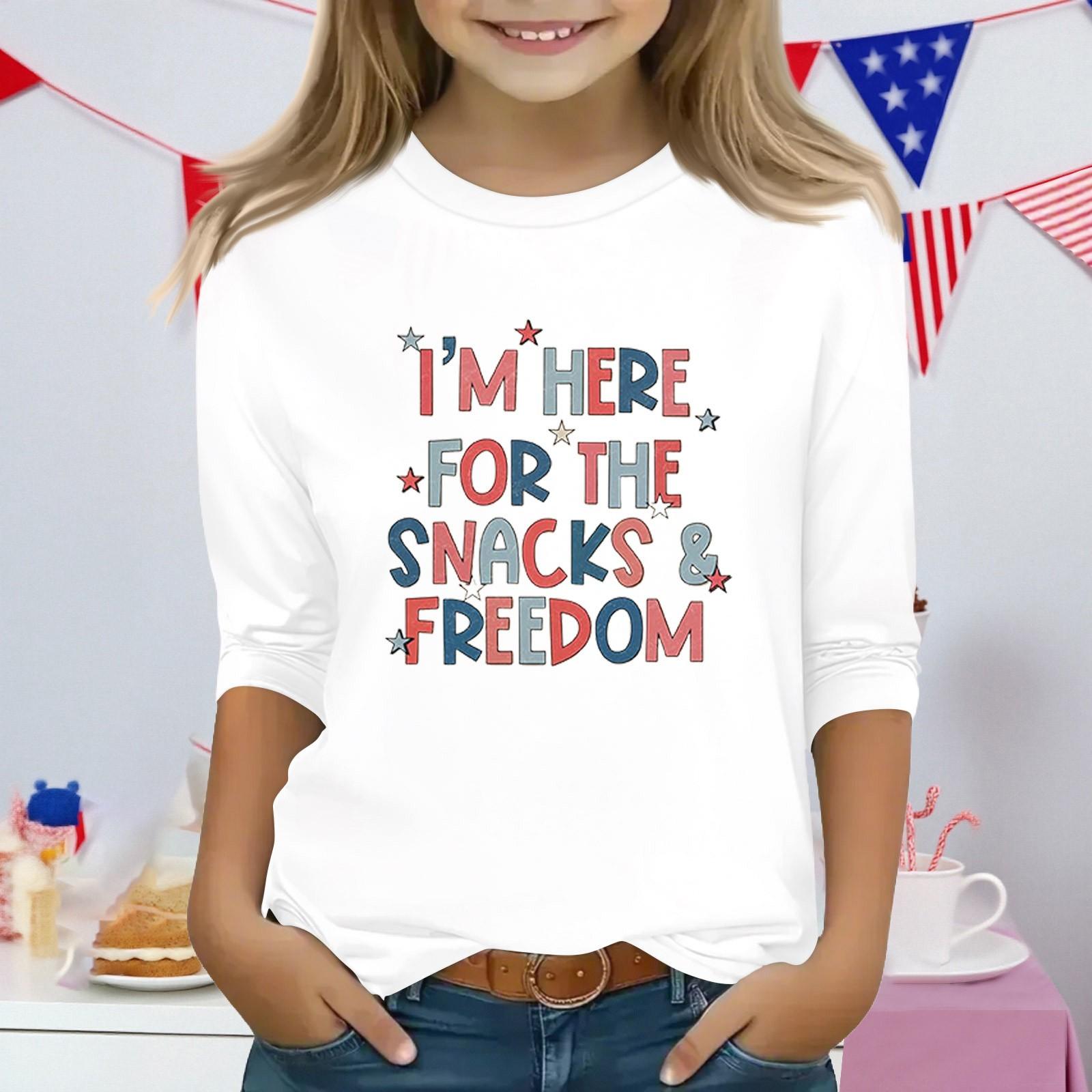 

Топы с принтом для девочек 3-10 лет с круглым вырезом и рукавами 3/4 Футболки Модные топы Наряды Футболки 150