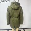 BITCED Autumn/Winter Women's Cotton Coat Solid-Colour Hooded Parka Thick Cotton Coat with Fleece Lining