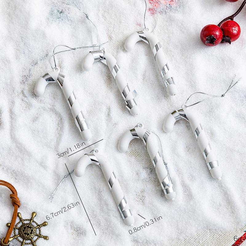 Red and White Candy Cane Christmas Tree Ornaments - Silver Gold Handmade Decorations