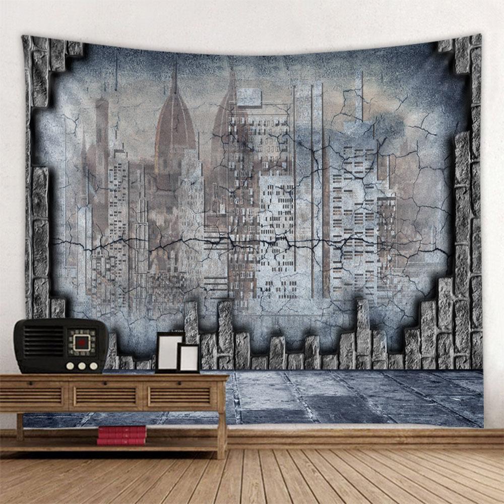 Vintage Stone Wall Tapestry Colorful Wooden Board 3D Brick Wall Art Decoration Wall Hanging Bedroom Living Room Home Decoration