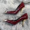 Fashion Black Golden Patchwork Women Sandals High Heel Patent Leather Square Toe Slip On Stiletto Cover Heel Luxury Summer Dress Shoes