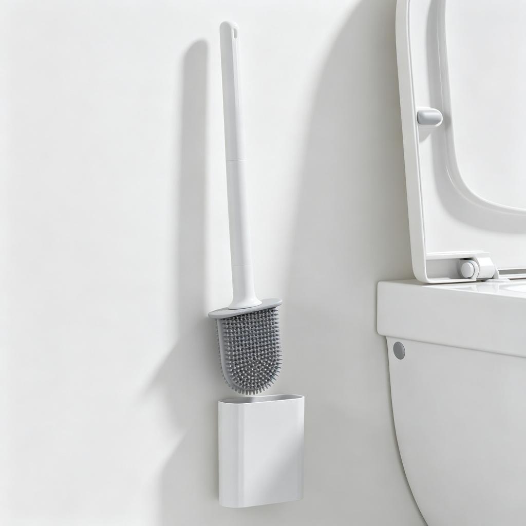 WIKHOTSAR Wall Mounted Toilet Brush Flexible Silicone Flat Brush Head Toilet Brush Cleaner Brush Bundle Toilet Cleaning Brush for Dead Ends