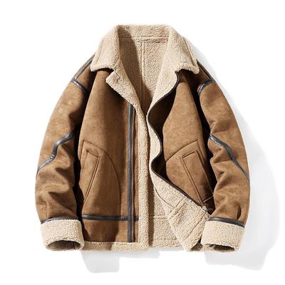 Men's Suede Lambswool Jacket: Autumn/Winter Fashion, Plush Velvet, Warm & Thickened Coat