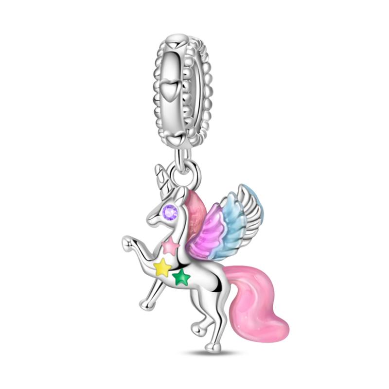 Copper Metal Bear Rabbit Koala Rainbow Horse Flamingo Princess Charm Bead Components Bead Components Compatible With Pan Authentic Original Bracelets