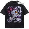 Unisex Washed Purple Vintage Tshirt One Piece Kaido Human Dragon Dragon Kanji Highquality Fabric for Home Leisure Travel