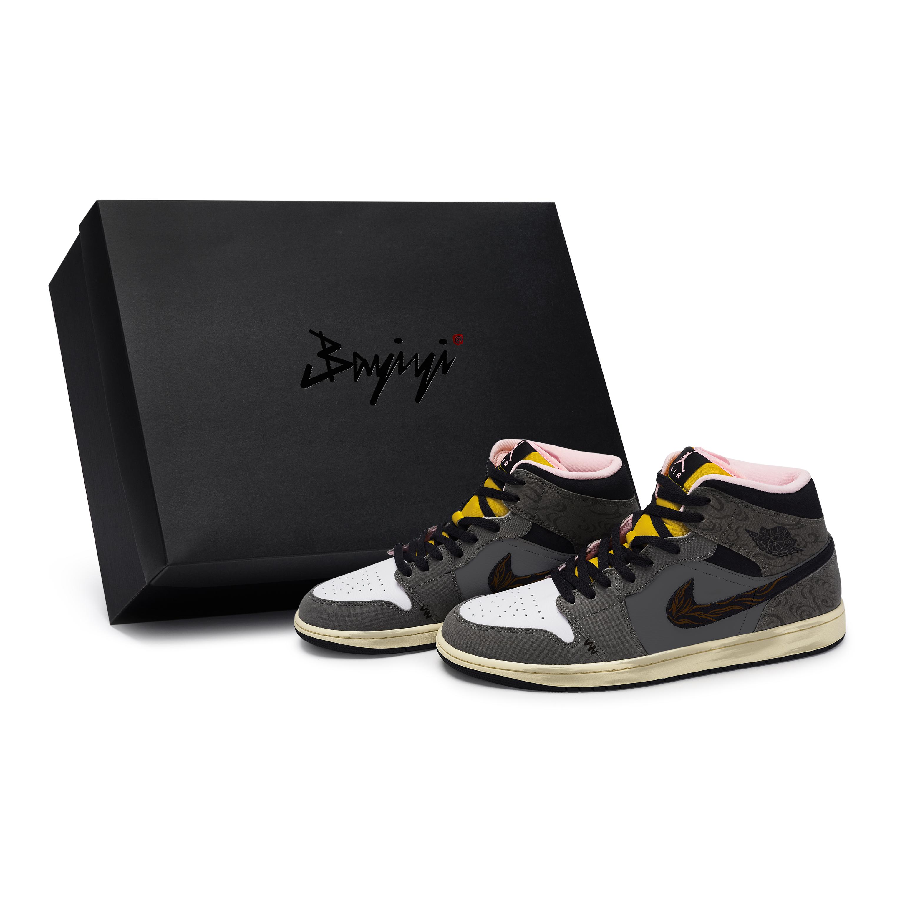 

Jordan Air Jordan 1 Vintage Basketball Shoes Unisex Mid Top Black/Gray HQ2011-100(Team80-SBOX) 36