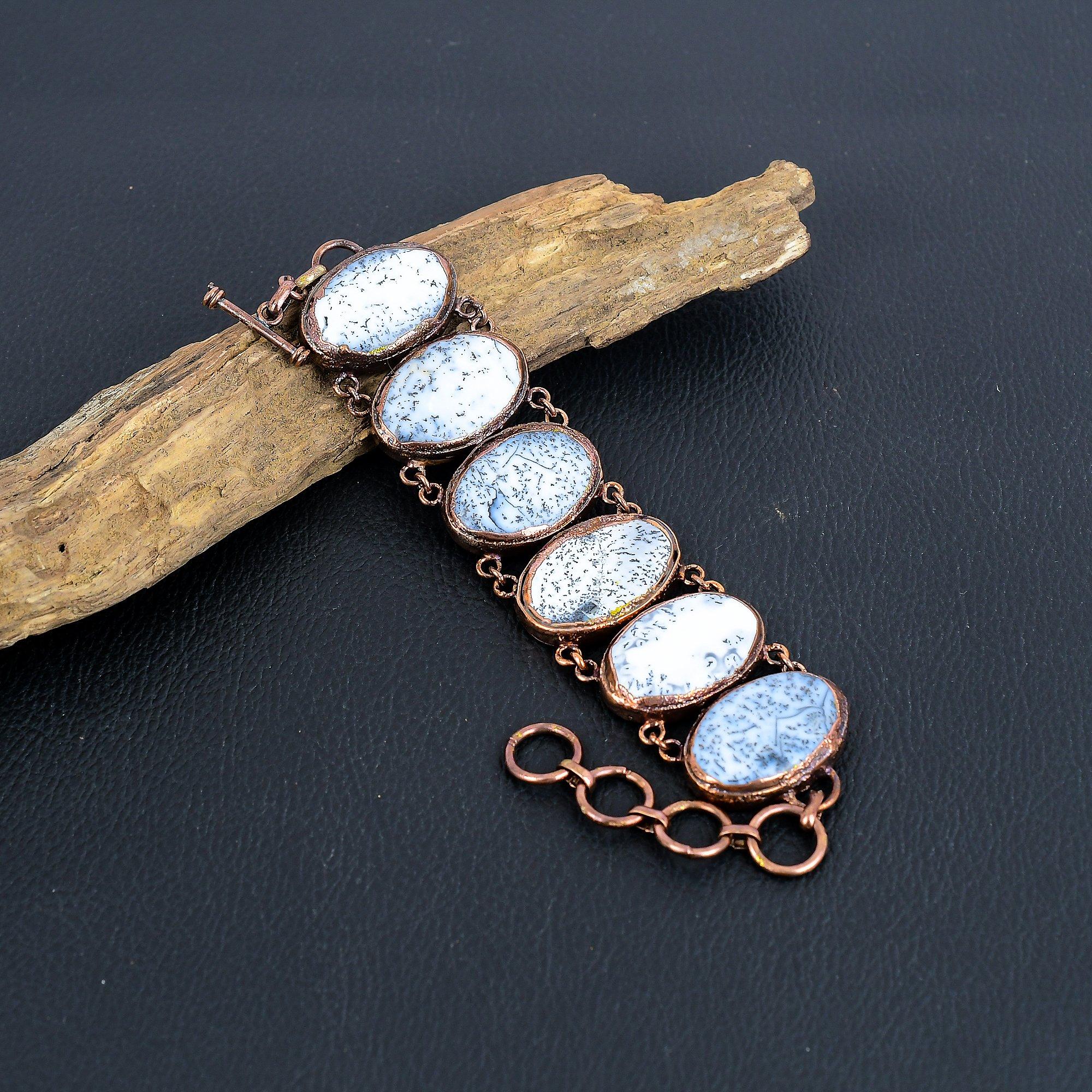 

Браслет из дендритового опала, медная гальванопластика, украшение из драгоценных камней, браслет ручной работы на День благодарения