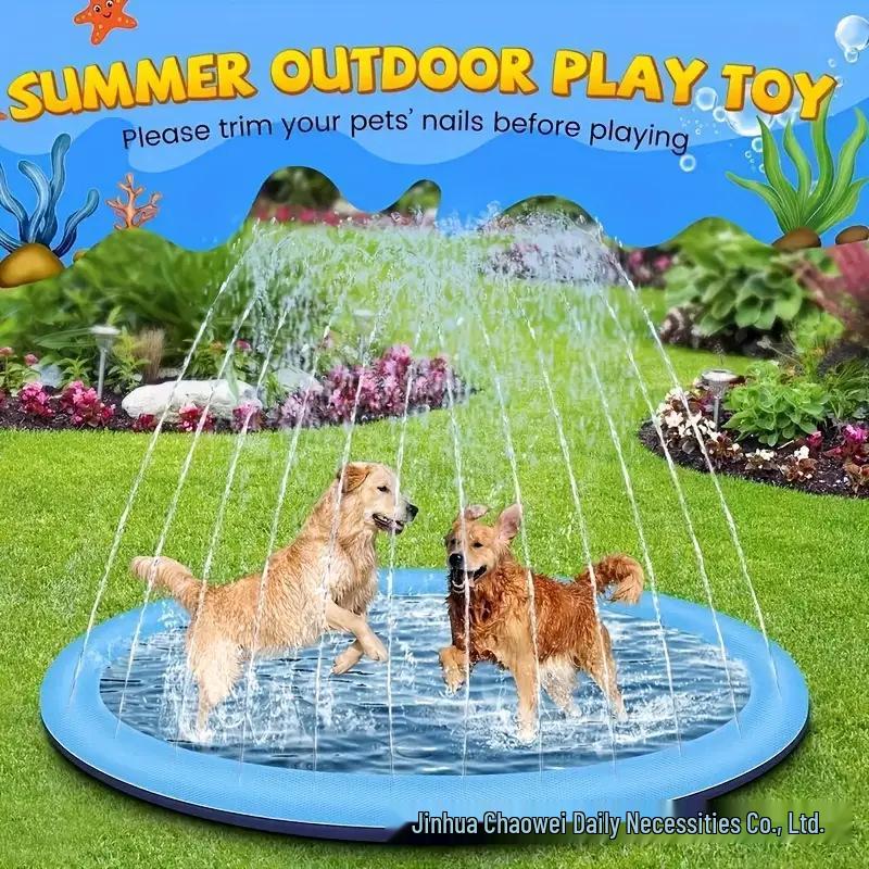 Square PVC Pet Sprinkler Pad Outdoor Water Play Mat