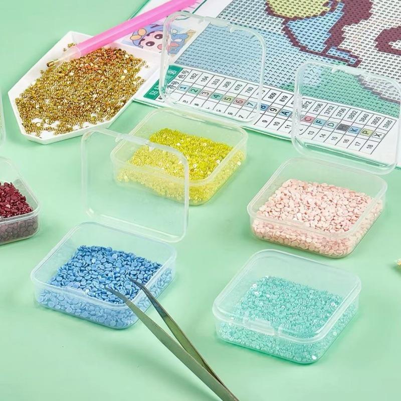 Transparent Compartmentalized Bead Storage Box - Small Square Plastic Set