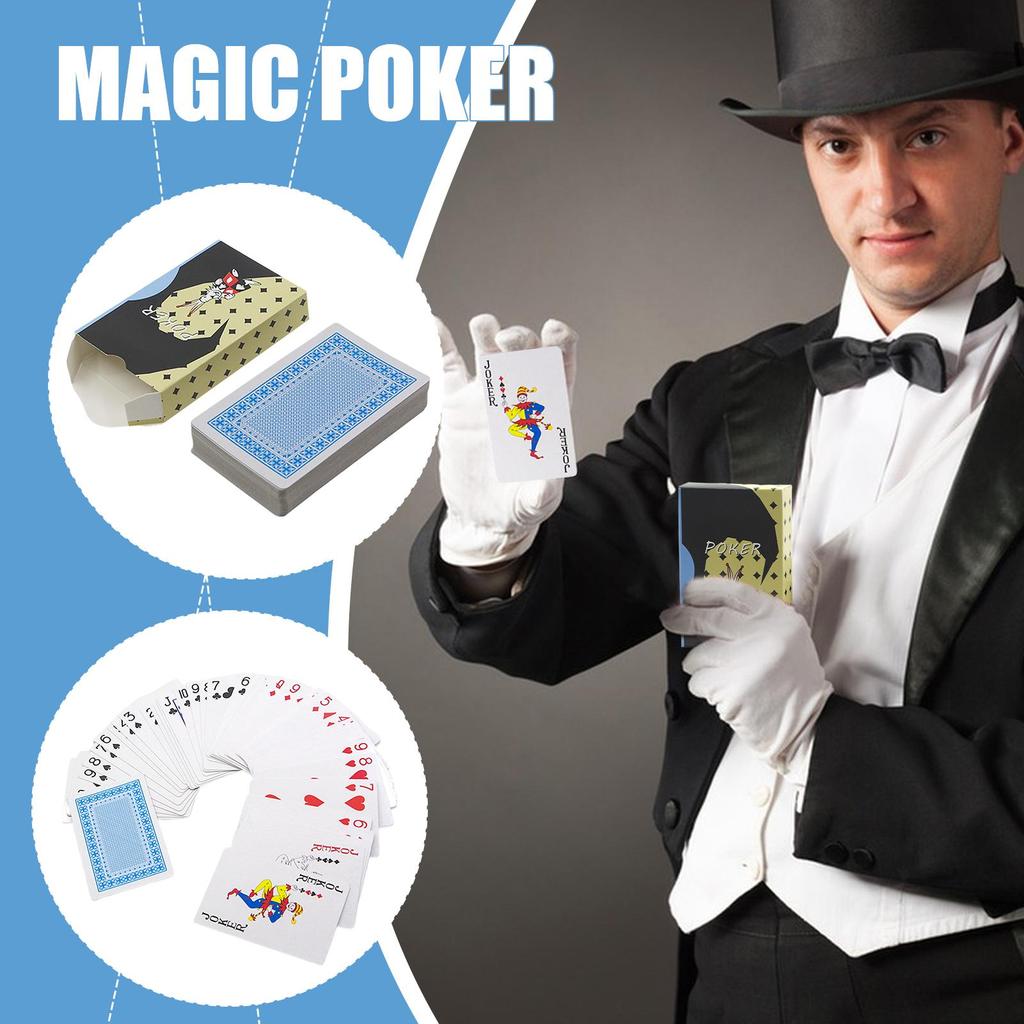 Deck Cards for Trick Paper Trick Props Poker Deck Collectible Entertainment Poker Stage Performance Props with Instruction
